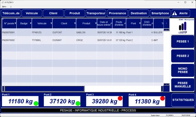 Logiciel de pesage sur pont bascule